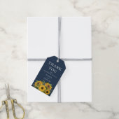 Elegant Navy Blue Sunflower Weddenschap Cadeaulabel (Met Touw)