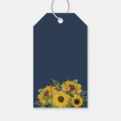 Elegant Navy Blue Sunflower Weddenschap Cadeaulabel (Achterkant)