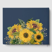 Elegant Navy Blue Sunflower Weddenschap Gastenboek (Achterkant)