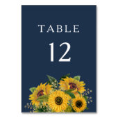 Elegant Navy Blue Sunflower Weddenschap Kaart (Achterkant)