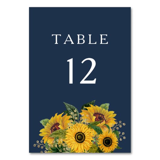 Elegant Navy Blue Sunflower Weddenschap Kaart (Voorkant)