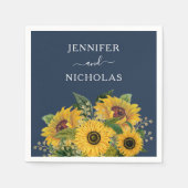 Elegant Navy Blue Sunflower Weddenschap Servet (Voorkant)