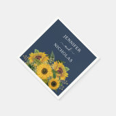Elegant Navy Blue Sunflower Weddenschap Servet (Hoek)