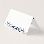 Elegant Navy Blue  Swirls Lace Visitekaartje (Achterkant)