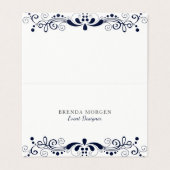 Elegant Navy Blue  Swirls Lace Visitekaartje (Buitenkant ongevouwen)