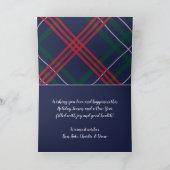 Elegant Navy Blue Tartan Pset met kerstmis Feestdagen Kaart (Binnen)