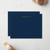 Elegant Navy Blue Thank You Note Card Notitiekaartje (Voorkant / Achterkant in situ)