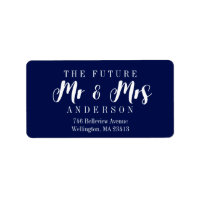 Elegant Navy Blue The Future Mr en Mrs Script