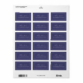 Elegant Navy Blue Trouwretouradres Script Etiket (Full Sheet)
