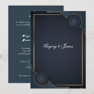 Elegant Navy Blue Turquoise en Gold Modern Kaart