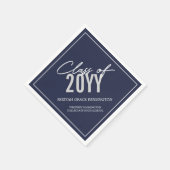 Elegant Navy Blue Typography Afstuderen Servet (Hoek)