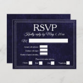 Elegant Navy Blue Velvet RSVP Wedding (Voorkant / Achterkant)