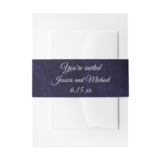Elegant Navy Blue Velvet Wedding Uitnodigingen Wikkel (Voorkant Voorbeeld)