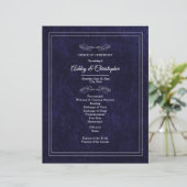Elegant Navy Blue Velvet White Wedding Program (Staand voorkant)