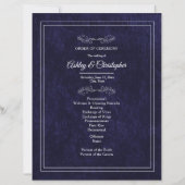 Elegant Navy Blue Velvet White Wedding Program (Voorkant)