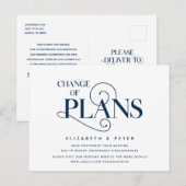 Elegant Navy Blue, verandering van plan, uitstel Briefkaart (Voorkant / Achterkant)