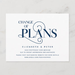 Elegant Navy Blue, verandering van plan, uitstel Briefkaart