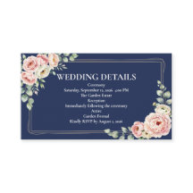 Elegant Navy Blue Watercolor Floral Wedding 