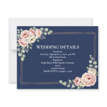 Elegant Navy Blue Watercolor Floral Wedding 