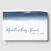 Elegant Navy Blue Waterverf Boy Baby shower Gastenboek (Voorkant)
