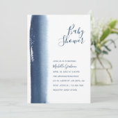 Elegant Navy Blue Waterverf Boy Baby shower Kaart (Staand voorkant)