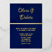 Elegant Navy Blue Waterverf en Gold Wedding