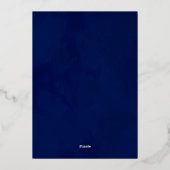 Elegant Navy Blue Waterverf en Gold Wedding Folie Uitnodiging (Achterkant)