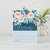 Elegant Navy Blue Waterverf Floral Wedding Advieskaart (Staand voorkant)