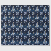 Elegant Navy Blue Waterverf Juwelen Kerstboom Cadeaupapier (Vlak)