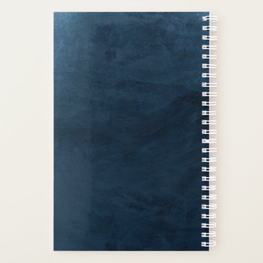 Elegant Navy Blue Waterverf Monogram Weddenschap Planner (Achterkant)