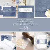 Elegant Navy Blue Waterverf, Monogram Wedding Uitnodigingen Wikkel