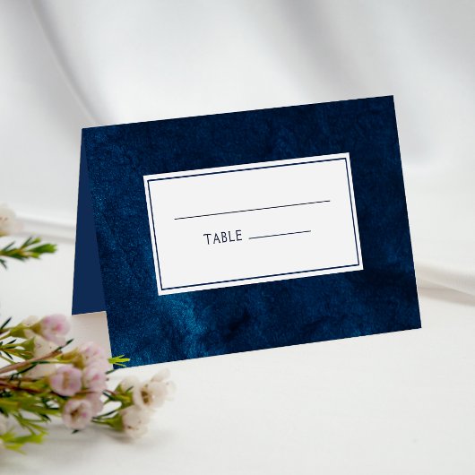 Elegant Navy Blue Waterverf Trouwtafel nummer Plaatskaartje