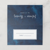 Elegant Navy Blue Waterverf Trouwtafel nummer Plaatskaartje (Buitenkant ongevouwen)