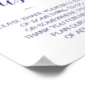 Elegant Navy Blue Wedding Bucket List Ideeën Sign Poster (Hoek)