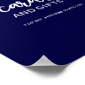 Elegant Navy Blue Wedding Cards en Gifts Sign Poster (Hoek)