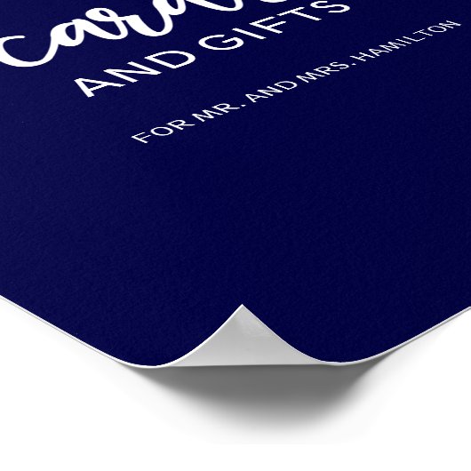 Elegant Navy Blue Wedding Cards en Gifts Sign Poster (Hoek)