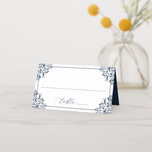Elegant Navy Blue Wedding  Classic Place Ca Plaatskaartje (Voorkant)