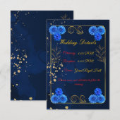 Elegant Navy Blue Wedding Details Card Template Informatiekaartje (Voorkant / Achterkant)