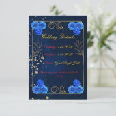 Elegant Navy Blue Wedding Details Card Template Informatiekaartje (Staand voorkant)