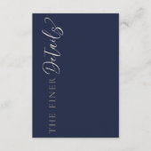 Elegant Navy Blue Wedding Details Informatiekaartje (Voorkant)