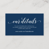 Elegant Navy Blue, Wedding Details, Online RSVP Informatiekaartje (Voorkant)