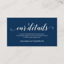 Elegant Navy Blue, Wedding Details, Online RSVP Informatiekaartje
