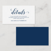Elegant Navy Blue, Wedding Details, Online RSVP Informatiekaartje (Voorkant / Achterkant)
