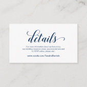 Elegant Navy Blue, Wedding Details, Online RSVP Informatiekaartje (Voorkant)