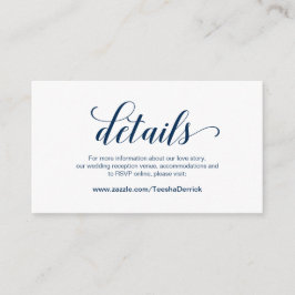 Elegant Navy Blue, Wedding Details, Online RSVP Informatiekaartje