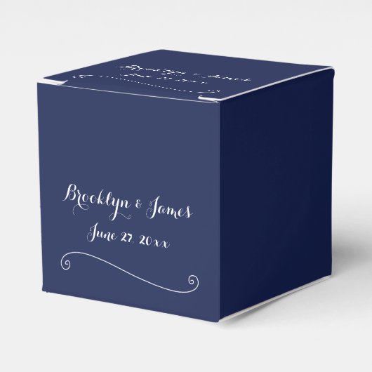 Elegant Navy Blue Wedding Favor Boxes Bedankdoosjes (Voorkant Zijde)
