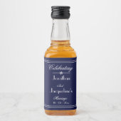 Elegant Navy Blue Wedding Favors Cute Mini Likeurfles Etiket (Voorkant)