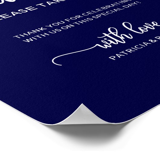 Elegant Navy Blue Wedding Favors Sign Poster (Hoek)