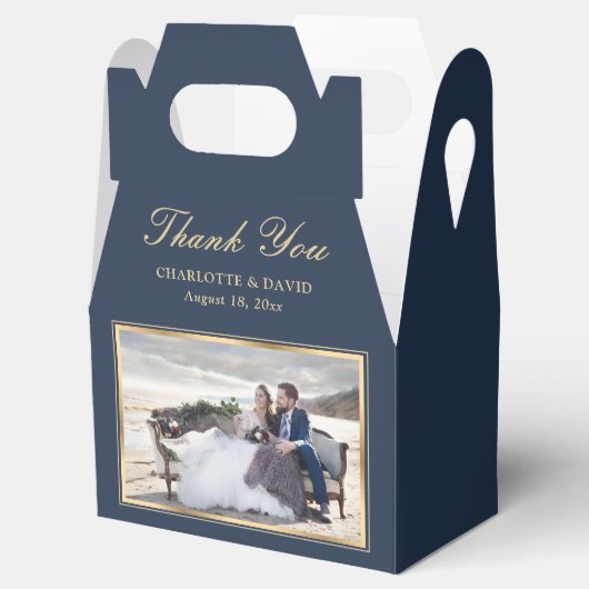 Elegant Navy Blue Wedding Foto: Dank je wel Bedankdoosjes (Geopend)