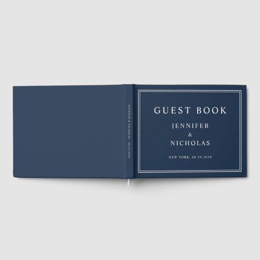 Elegant Navy Blue Wedding Gastenboek (Volledig)